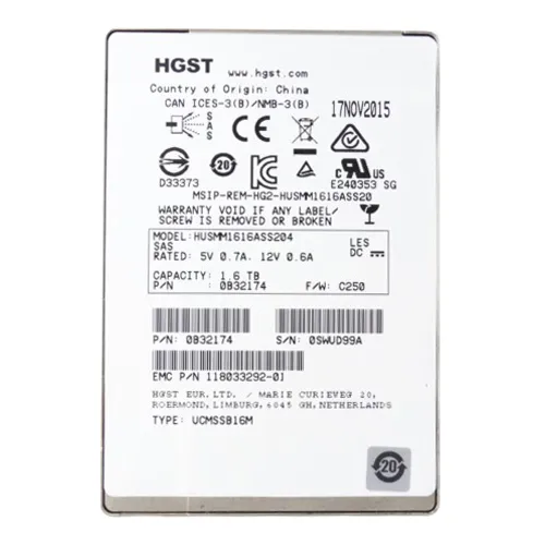 HGST HUSMM1616ASS204 | Ultrastar SSD1600MM Series 1.6TB Multi-Level Cell SAS 12Gb/s 512e Mainstream Endurance 2.5-inch Solid State Drive Refurbished - HGST (a subsidiary of Western Digital) refurbished available on Gotodirect