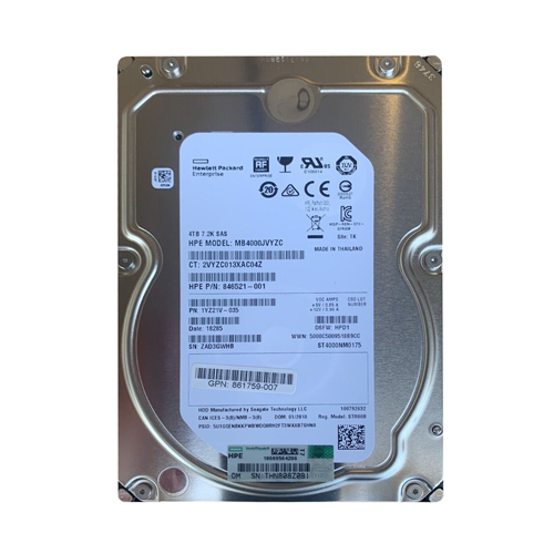 HP 861759-007 | 4TB 7200RPM SAS 12Gb/s 3.5-Inch Hard Drive Refurbished - Hewlett-Packard (ou HP en abrégé) refurbished available on Gotodirect