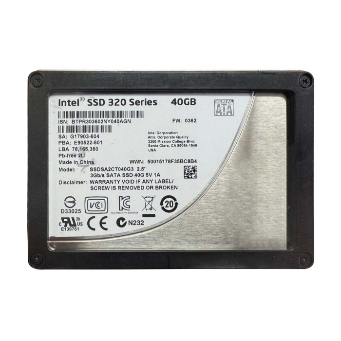 Intel SSDSA2CT040G3 | 320 40GB Multi-Level Cell SATA 3Gb/s 2.5-Inch Solid State Drive Refurbished - Intel refurbished available on Gotodirect