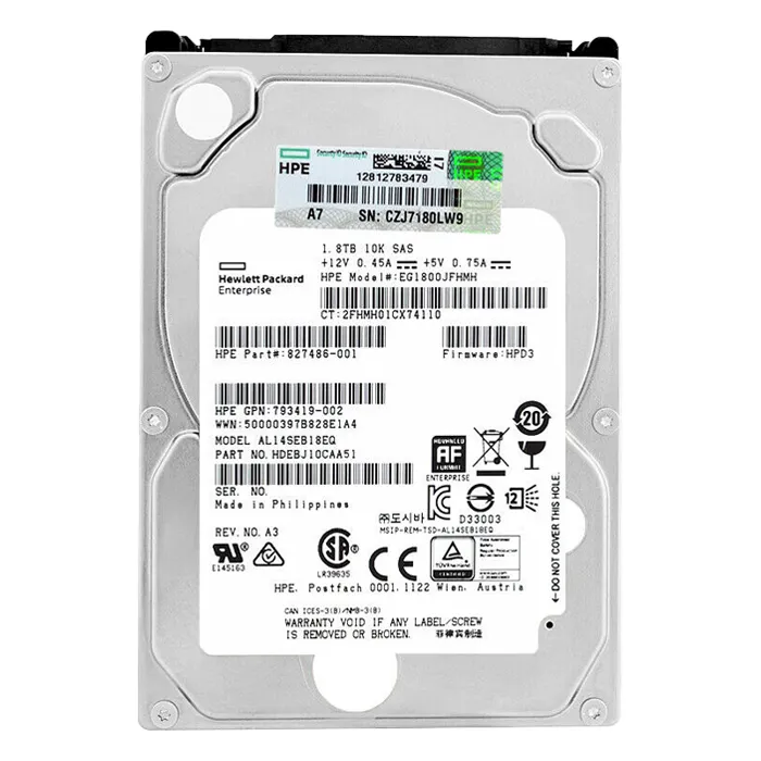 HP 827486-001 | 1.8TB 10000RPM SAS 12Gb/s Dual Port Hot Swap (512e) 2.5-Inch Internal Hard Drive with Smart Carrier Refurbished - Hewlett-Packard (ou HP en abrégé) refurbished available on Gotodirect
