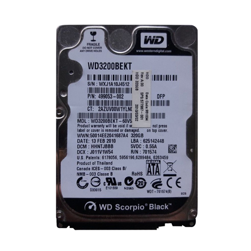 HP 577987-001 | 320GB 7200RPM SATA 3Gb/s 16MB Cache 2.5-inch Hard Drive Refurbished - Hewlett-Packard (ou HP en abrégé) refurbished available on Gotodirect