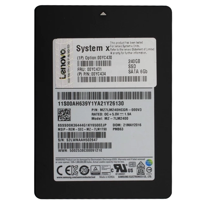 Lenovo 00YC431 | 240GB SATA 6GB/s V-NAND SFF Enterprise Entry 2.5-Inch Internal Solid State Drive for NeXtScale Refurbished - Lenovo refurbished available on Gotodirect