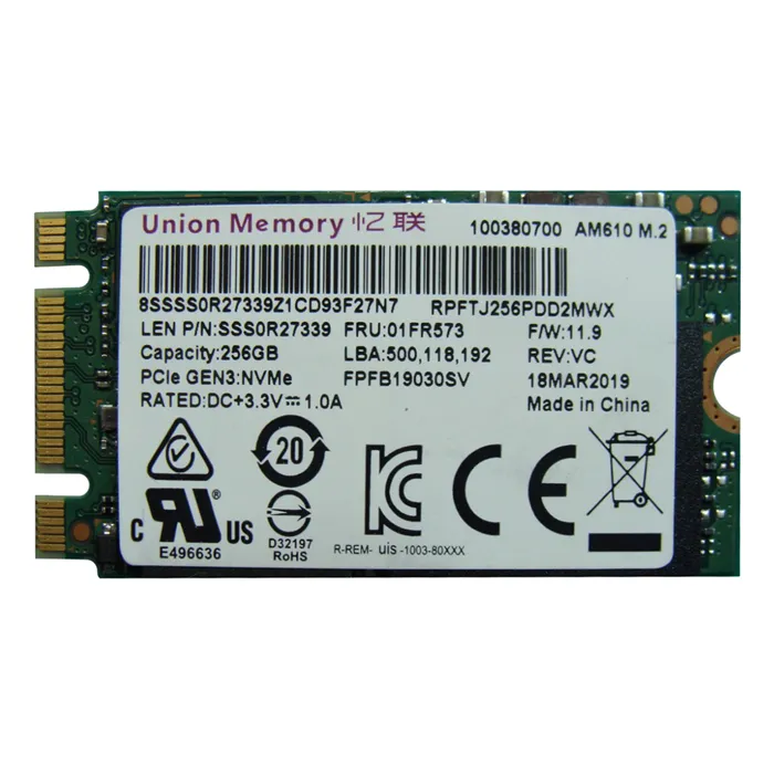 Lenovo 01FR573 | 256GB TLC PCI Express 3.0 x2 NVMe M.2 2242 Internal Solid State Drive Refurbished - Lenovo refurbished available on Gotodirect