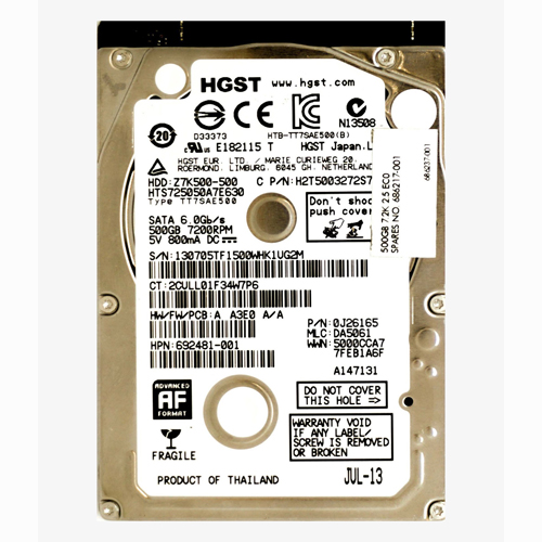 HP 692481-001 | 500GB 7200RPM SATA 6Gb/s 32MB Cache SFF 2.5-inch Hard Drive Refurbished - Hewlett-Packard (ou HP en abrégé) refurbished available on Gotodirect