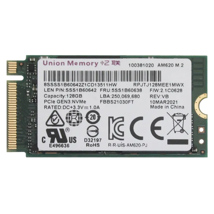 Lenovo 5SS1B60638 | 128GB PCI Express Gen3 NVMe M.2 2242 Internal Solid State Drive Refurbished - Lenovo refurbished available on Gotodirect