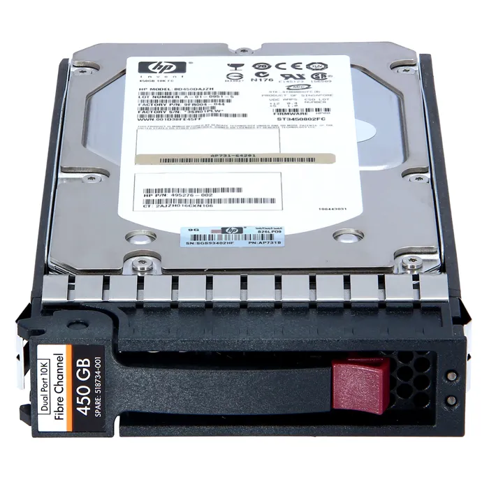 HP 518734-001 | 450GB 10000RPM Fibre Channel 4Gb/s Dual Port Hot Swappable 3.5-Inch Hard Drive Refurbished - Hewlett-Packard (ou HP en abrégé) refurbished available on Gotodirect