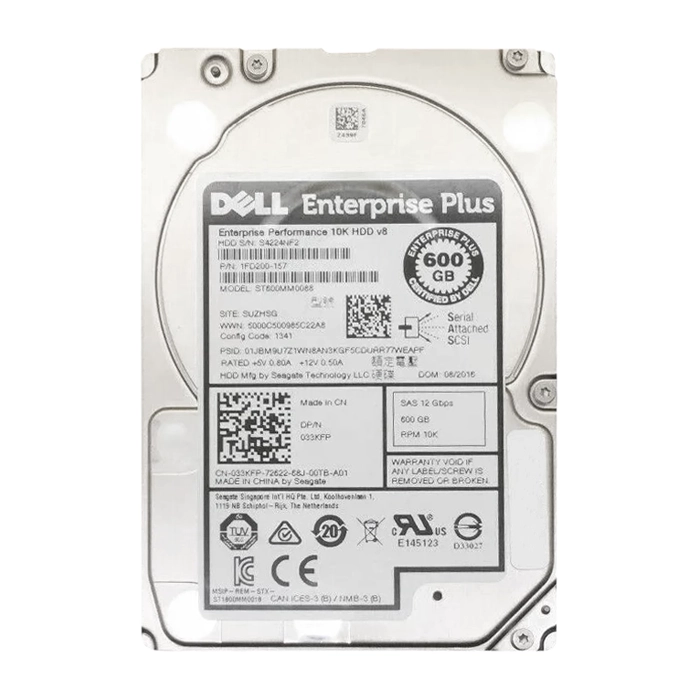 Dell 033KFP | 600GB 10000RPM SAS 6Gb/s Hot-Pluggable 64MB Cache 2.5-Inch Hard Drive for EqualLogic Storage Array Refurbished - Dell refurbished available on Gotodirect