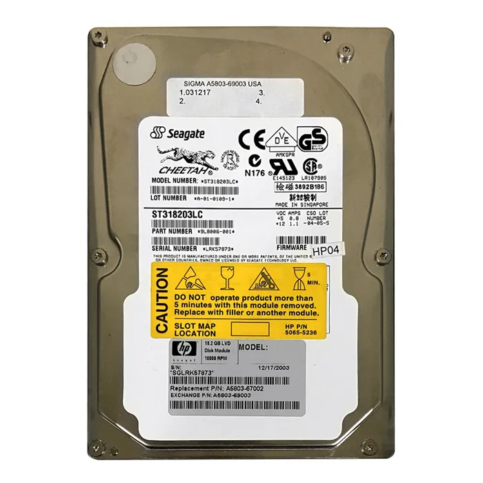 Buy HP A5803-67002 | 18.2GB 10000RPM Wide Ultra2 SCSI Hot Swappable LVD 80-Pin 3.5-Inch Hard Drive Refurbished - $221.11 HP A5803-67002 | 18.2GB 10000RPM Wide Ultra2 SCSI Hot Swappable LVD 80-Pin 3.5-Inch Hard Drive Refurbished - Hewlett-Packard (ou HP en abrégé) refurbished available on Gotodirect