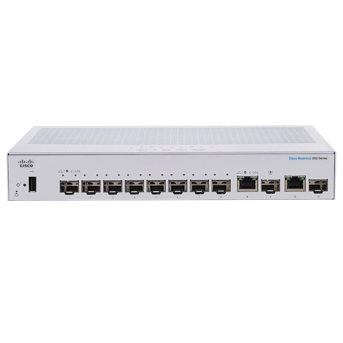 Cisco CBS350-8S-E-2G-NA= | Business 350 10 x SFP Ports PoE+ 1000Base-X 2 x RJ-45 Ports Layer 2 Managed Rack-mountable Gigabit Ethernet Network Switch Refurbished - Cisco Systems Inc. refurbished available on Gotodirect