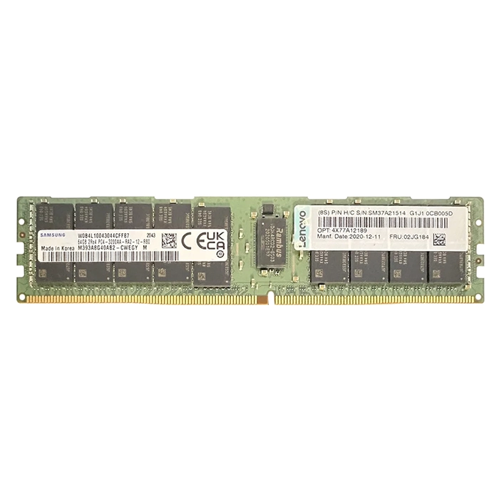 Lenovo 4X77A12189 | 64GB DDR4-3200MHz PC4-25600 ECC Registered RDIMM CL22 2Rx4 1.2V 288-Pin Memory Module Refurbished - Lenovo refurbished available on Gotodirect