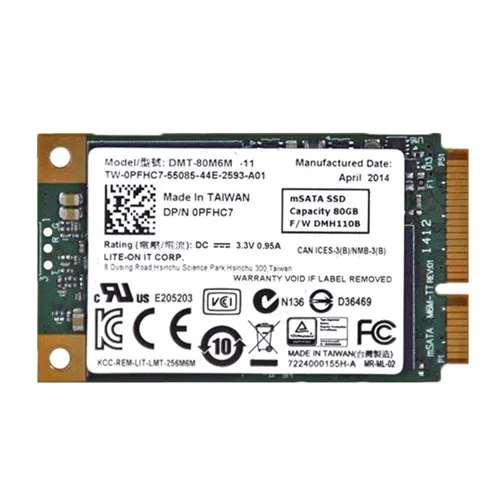 Dell PFHC7 | 80GB Multi-Level Cell SATA 6Gb/s mSATA 1.8-Inch Solid State Drive Refurbished - Dell refurbished available on Gotodirect