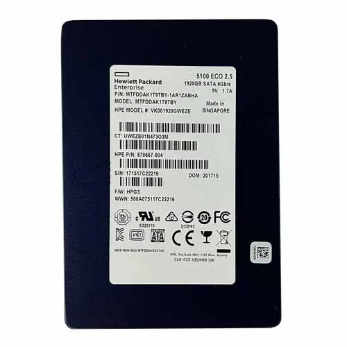 HP 870667-004 | 1.92TB MLC SATA 6Gb/s Read Intensive SFF 2.5-Inch Solid State Drive for ProLiant ML110 Gen10 Refurbished - Hewlett-Packard (ou HP en abrégé) refurbished available on Gotodirect