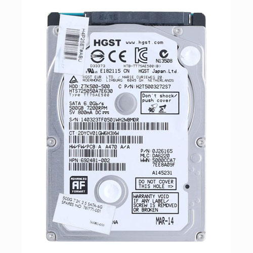 HP 761771-001 | 500GB 7200RPM SATA 6Gb/s 32MB Cache 2.5-inch Hard Drive Refurbished - Hewlett-Packard (ou HP en abrégé) refurbished available on Gotodirect