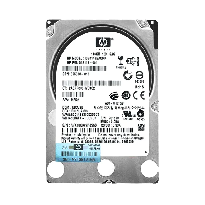 HP DG0146BAQPP | 146GB 10000RPM SAS 3Gb/s SFF Hot-Pluggable Dual Port 2.5-inch Hard Drive for Gen1 to Gen7 ProLiant Server Refurbished - Hewlett-Packard (ou HP en abrégé) refurbished available on Gotodirect