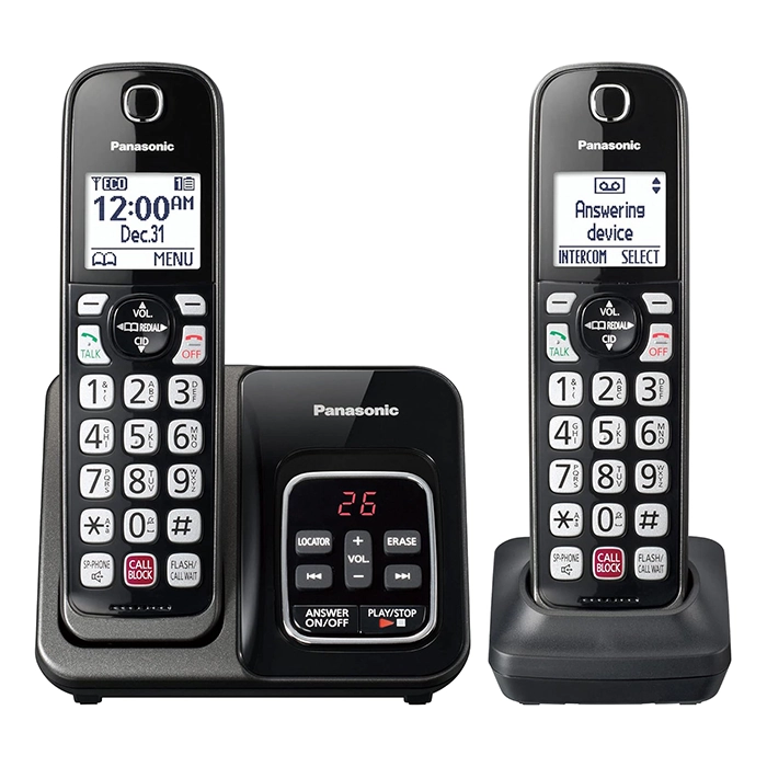 Panasonic KX-TGD832M | Cordless Phone with Answering Machine - Metallic Black Refurbished - Panasonic refurbished available on Gotodirect