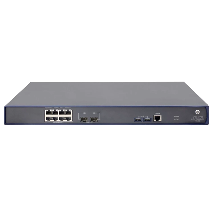HP JG641-61001 | 830 8-Port PoE+ 8 x Dual Personality RJ-45/SFP Ports PoE+ 1000Base-T + 2 x SFP Ports Layer 2 Managed 1U Rack-Mountable Gigabit Ethernet Network Unified Wired WLAN Switch Refurbished - Hewlett-Packard (ou HP en abrégé) refurbished available on Gotodirect