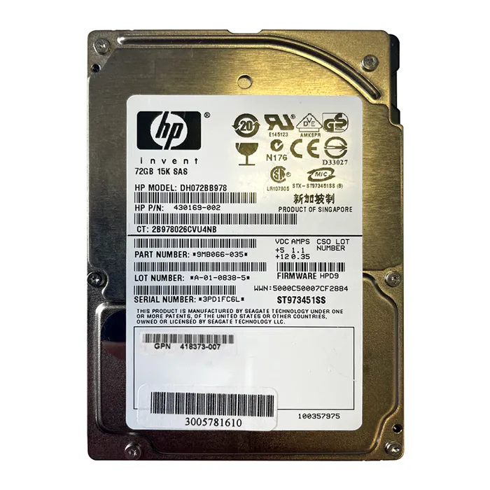 Buy HP DH072BB978 | 72GB 15000RPM SAS 3Gb/s Hot Pluggable Dual Port 2.5-Inch Hard Drive for ProLiant DL170e Gen7 Refurbished - $106.30 HP DH072BB978 | 72GB 15000RPM SAS 3Gb/s Hot Pluggable Dual Port 2.5-Inch Hard Drive for ProLiant DL170e Gen7 Refurbished - Hewlett-Packard (ou HP en abrégé) refurbished available on Gotodirect