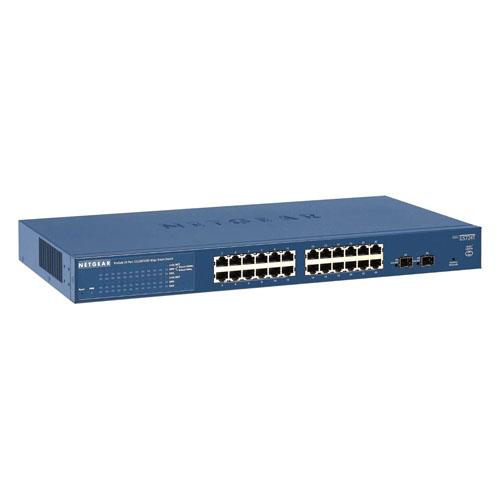 Netgear GS724T-400NAS | Prosafe GS724T 24 x RJ-45 Ports 10/100/1000Base-T + 2 x SFP Ports Layer 3 Managed 1U Rack-mountable Gigabit Ethernet Network Switch Refurbished - Netgear refurbished available on Gotodirect