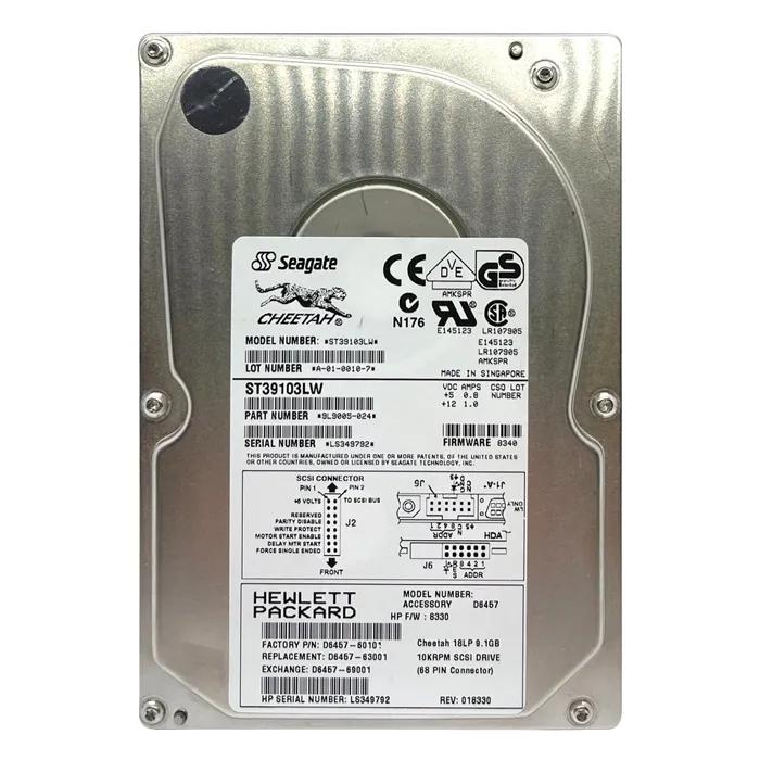 HP D6457-60101 | 9.1GB 10000RPM Ultra-2 Wide SCSI (LVD) 68-Pin 3.5-Inch Hard Drive Refurbished - Hewlett-Packard (ou HP en abrégé) refurbished available on Gotodirect