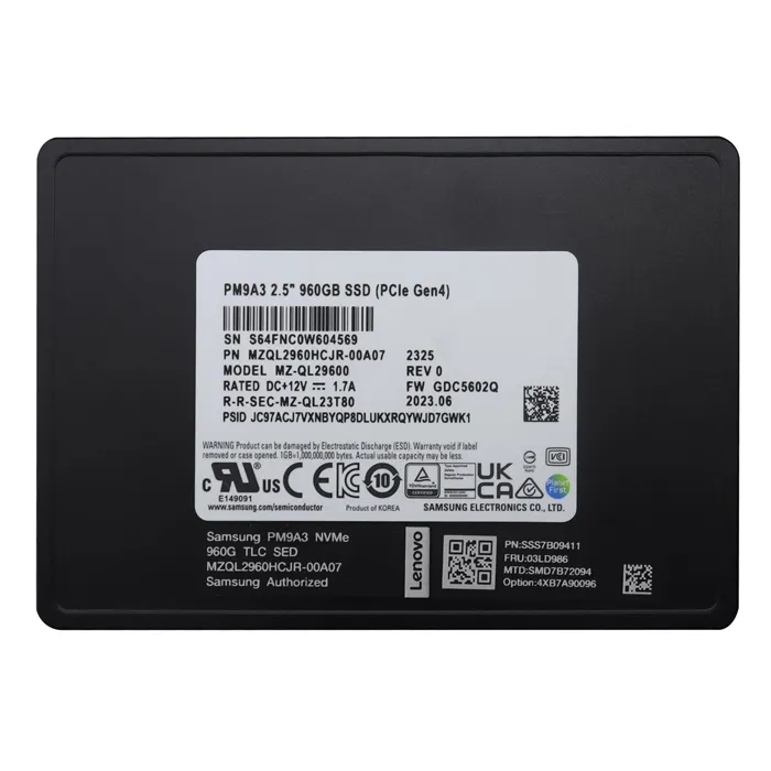 Samsung MZQL2960HCJR-00A07 | PM9A3 Series 960GB Triple-Level Cell PCI Express NVMe 4.0 x4 U.2 2.5-Inch Solid State Drive Refurbished - Samsung refurbished available on Gotodirect