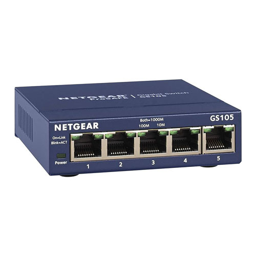 Netgear GS105NA | Prosafe GS105 5 x RJ-45 Ports 10/100/1000Base-T Layer 2 Unmnaged Gigabit Ethernet Network Switch Refurbished - Netgear refurbished available on Gotodirect