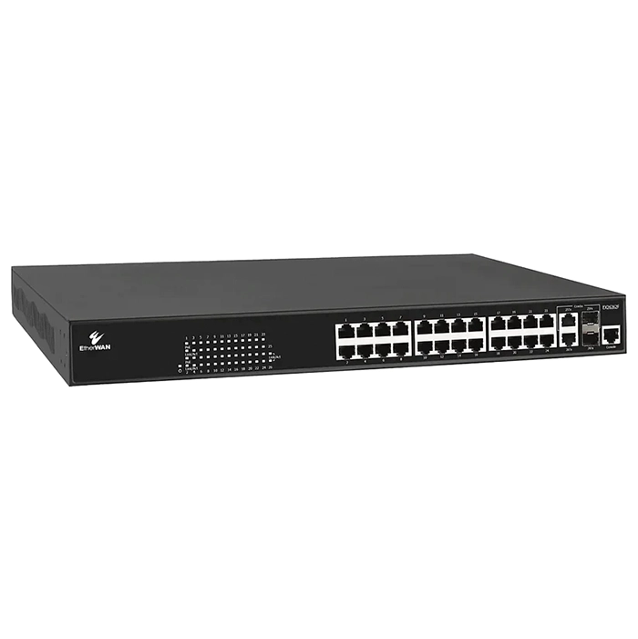 Etherwan EX26262F | 24-Ports Gigabit Ethernet PoE and 2-Ports Gigabit Ethernet SFP Combo Managed Ethernet Switch Refurbished -  refurbished available on Gotodirect