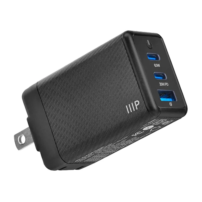Monoprice 44681 | Compact 3‑Port 65W GaN Charger: For Laptop Tablets and Phones Refurbished -  refurbished available on Gotodirect