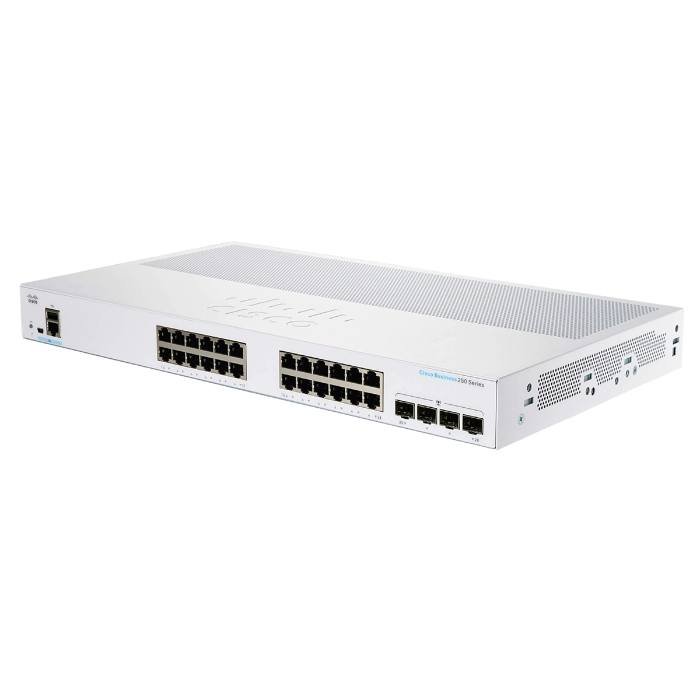 Cisco CBS250-24T-4G | Business 250 Series 24 x Ports 1000Base-T + 4 x Ports SFP 1U Rack-mountable Layer 3 Managed Gigabit Ethernet Network Switch Refurbished - Cisco Systems Inc. refurbished available on Gotodirect