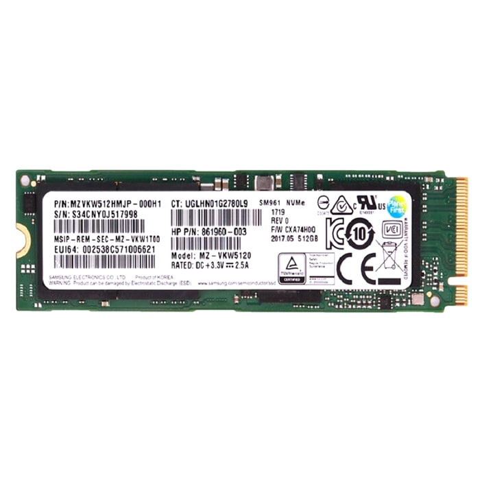 Samsung MZVKW512HMJP-000H1 | SM961 Series 512GB M.2 2280 PCI Express NVMe 3.0x4 Multi-Level Cell Solid State Drive Refurbished - Samsung refurbished available on Gotodirect