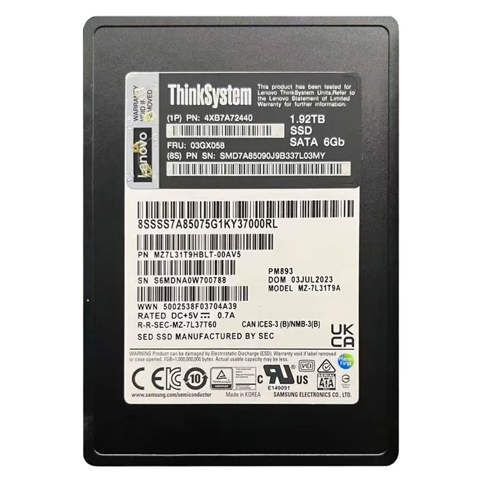 Lenovo 03GX058 | 1.92TB SATA 6Gb/s Read Intensive HS 2.5-inch Solid State Drive for ThinkSystem Refurbished - Lenovo refurbished available on Gotodirect
