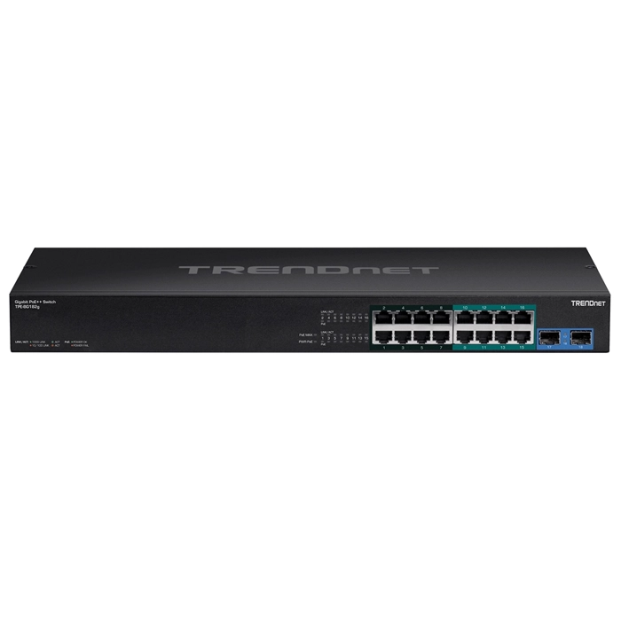 TRENDnet TPE-BG182G | 16-Ports 10/100/1000Base-T RJ-45 GbE (8xPoE+ / 8xPoE++) 2-Ports 1000Base-x SFP 1U Rack-mountable Gigabit Ethernet Network Switch Refurbished -  refurbished available on Gotodirect