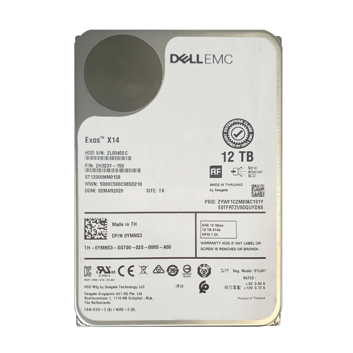 Dell YMN53 | 12TB 7200RPM SAS 12Gb/s Hot-Pluggable 256MB Cache (512e) 3.5-Inch Nearline Hard Drive for PowerEdge Servers Refurbished - Dell refurbished available on Gotodirect