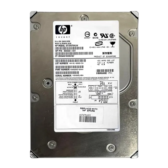 Buy HP 364322-001 | 36.4GB 15000RPM Ultra320 SCSI 8MB Cache LVD 68-Pin 3.5-inch Hard Drive Refurbished - $385.00 HP 364322-001 | 36.4GB 15000RPM Ultra320 SCSI 8MB Cache LVD 68-Pin 3.5-inch Hard Drive Refurbished - Hewlett-Packard (ou HP en abrégé) refurbished available on Gotodirect