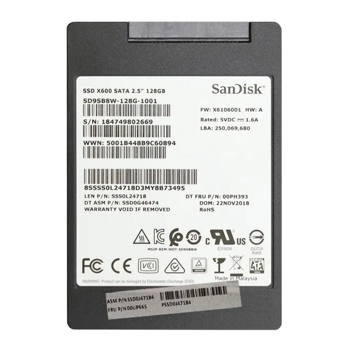 Lenovo 00UP665 | 128GB TLC SATA 6GB/s 2.5-Inch Internal Solid State Drive Refurbished - Lenovo refurbished available on Gotodirect