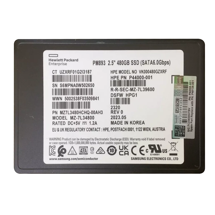 Samsung MZ7L3480HCHQ-00AH3 | Enterprise PM893 Series 480GB Triple-Level Cell  SATA 6GB/s V-NAND 7mm 2.5-inch Solid State Drive Refurbished - Samsung refurbished available on Gotodirect