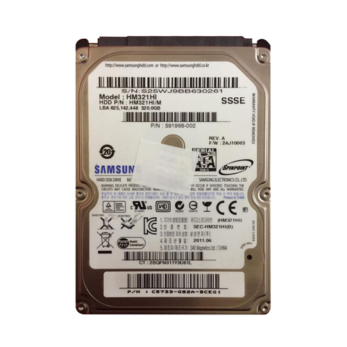 HP 591966-002 | 320GB 5400RPM SATA 1.5Gb/s 8MB Cache 2.5-inch Hard Drive Refurbished - Hewlett-Packard (ou HP en abrégé) refurbished available on Gotodirect