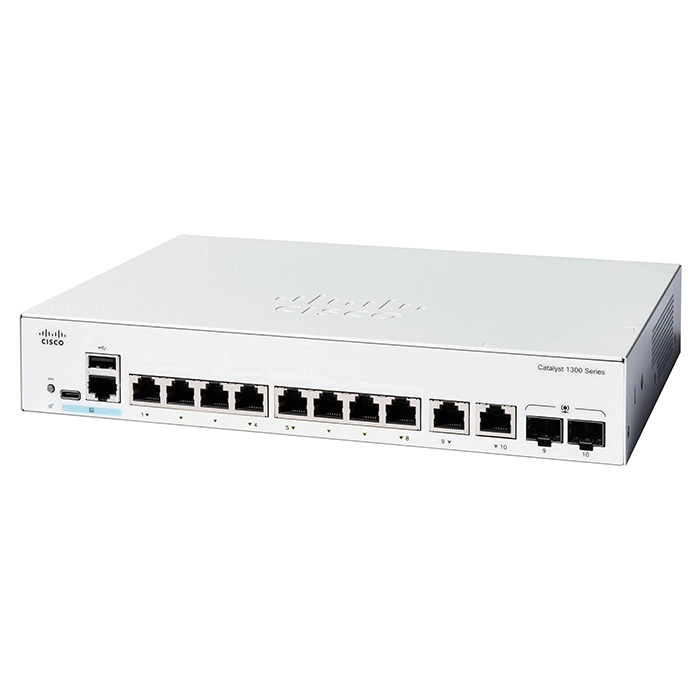 Cisco C1300-8T-E-2G | Catalyst 1300 Series 1300-8T-E-2G 8 x 10/100/1000Base-T RJ-45 and 2 x 1G RJ-45/SFP Dual Pupose Uplink Ports Layer 3 Managed Gigabit Ethernet Switch Refurbished - Cisco Systems Inc. refurbished available on Gotodirect