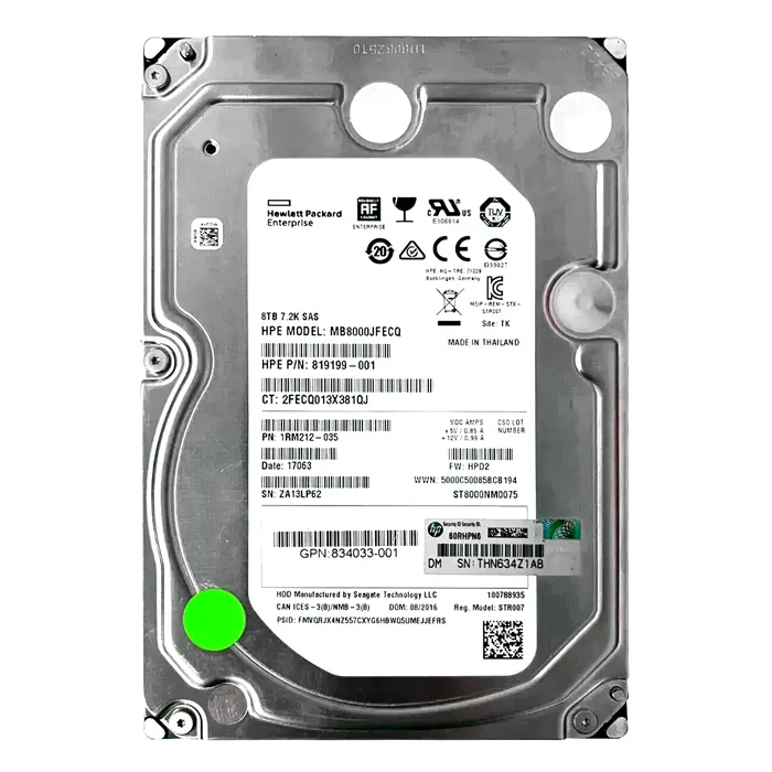HP 819199-001 | 8TB 7200RPM SAS 12GB/s Hot-Pluggable 3.5-Inch LPc Hard Drive for ProLiant Gen10/Gen10+/Gen11 Servers Refurbished - Hewlett-Packard (ou HP en abrégé) refurbished available on Gotodirect