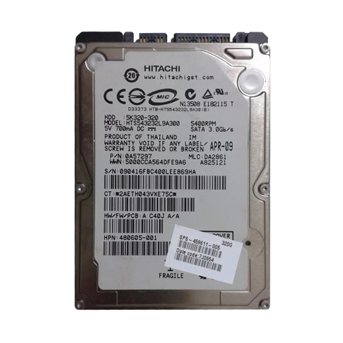 Buy HP 459611-005 | 320GB 5400RPM SATA 3Gb/s 8MB Cache 2.5-inch Hard Drive Refurbished - $198.41 HP 459611-005 | 320GB 5400RPM SATA 3Gb/s 8MB Cache 2.5-inch Hard Drive Refurbished - Hewlett-Packard (ou HP en abrégé) refurbished available on Gotodirect