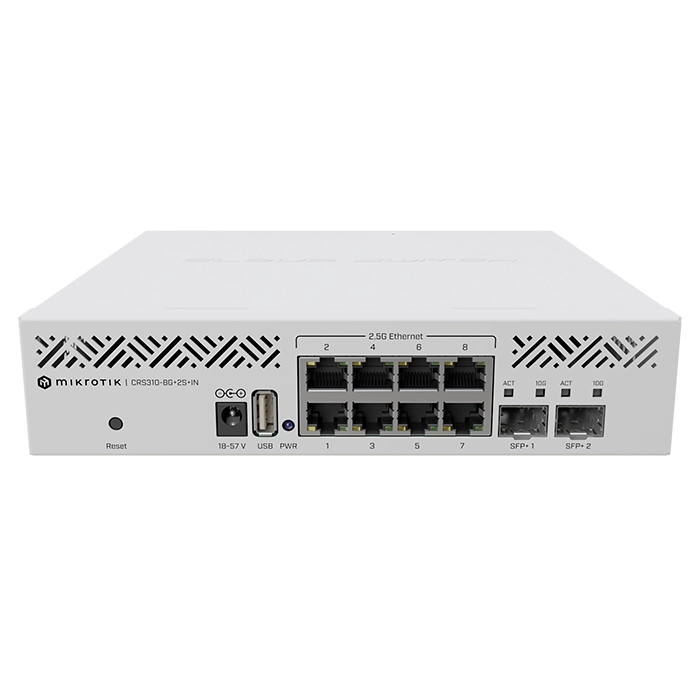 Buy Mikrotik CRS310-8G+2S+IN | 8x 2.5GbE Ethernet with 2x SFP+ Ports Managed Switch Refurbished - $569.31 Mikrotik CRS310-8G+2S+IN | 8x 2.5GbE Ethernet with 2x SFP+ Ports Managed Switch Refurbished - MikroTik refurbished available on Gotodirect