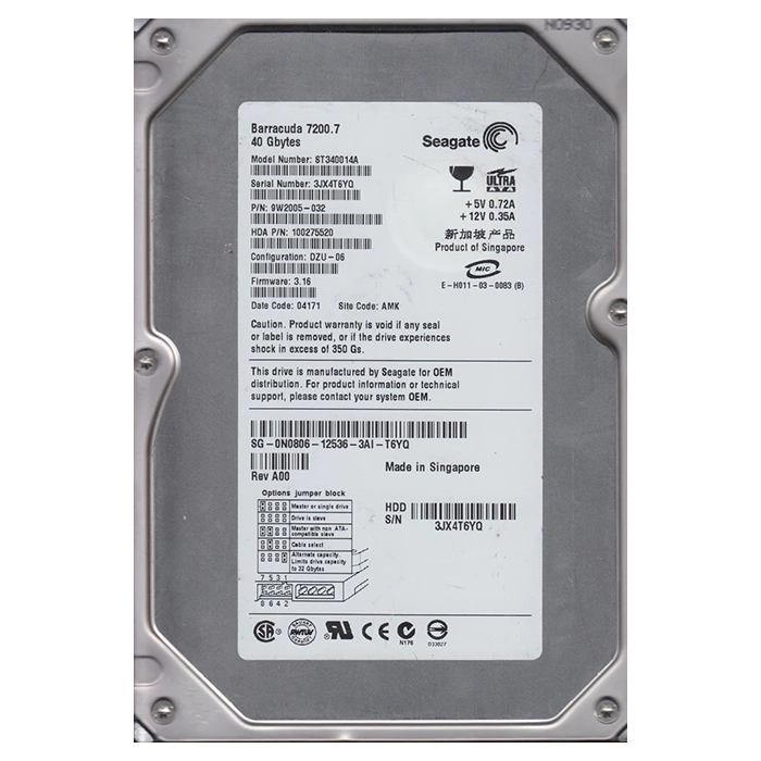 Seagate 9W2005-032 | BarraCuda 7200.7 Series 40GB 7200RPM IDE Ultra ATA/100 (ATA-6) 2MB Cache (CE) 3.5-Inch Hard Drive Refurbished - Seagate refurbished available on Gotodirect