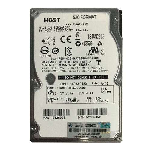 HP 703243-001 | 450GB 10000RPM SAS 6Gb/s 2.5-Inch Hard Drive Refurbished - Hewlett-Packard (ou HP en abrégé) refurbished available on Gotodirect