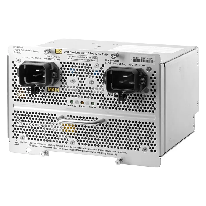 HP J9830A#ABA | 2750-Watts 200-240V AC Power Supply for Aruba 5406R/5412R PoE+ ZL2 Switch Refurbished - Hewlett-Packard (ou HP en abrégé) refurbished available on Gotodirect
