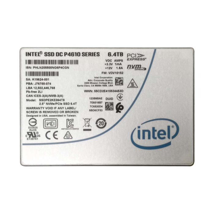 Buy Intel SSDPE2KE064T801 | DC P4610 6.4TB Triple-Level Cell PCI Express 3.1 x4 NVMe U.2 2.5-Inch Solid State Drive Refurbished - $1338.95 Intel SSDPE2KE064T801 | DC P4610 6.4TB Triple-Level Cell PCI Express 3.1 x4 NVMe U.2 2.5-Inch Solid State Drive Refurbished - Intel refurbished available on Gotodirect