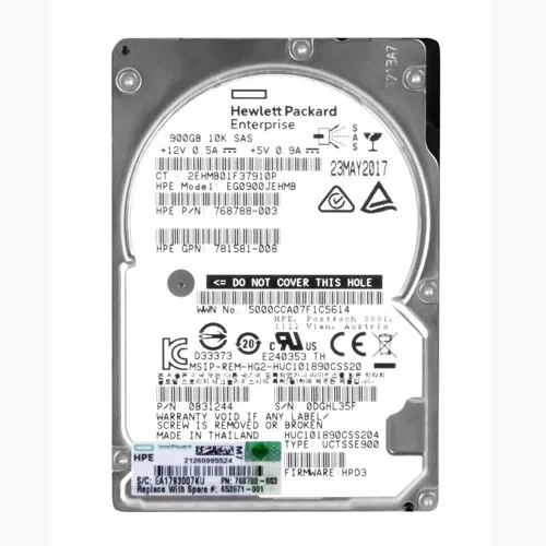 HP 768788-003 | 900GB 10000RPM SAS 12Gb/s Hot-Pluggable (512n) SFF 2.5-inch Enterprise Hard Drive for Gen8/10 ProLiant Server/Storage Array Refurbished - Hewlett-Packard (ou HP en abrégé) refurbished available on Gotodirect