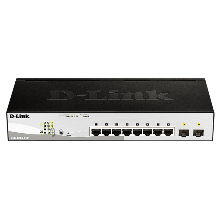 D-Link DGS-1210-08P | DES-1210 Series 8 x 10/100/1000Base-T RJ-45 PoE and 2 x SFP (mini-GBIC) Ports Layer 2 Gigabit Ethernet Switch Refurbished - D-Link refurbished available on Gotodirect
