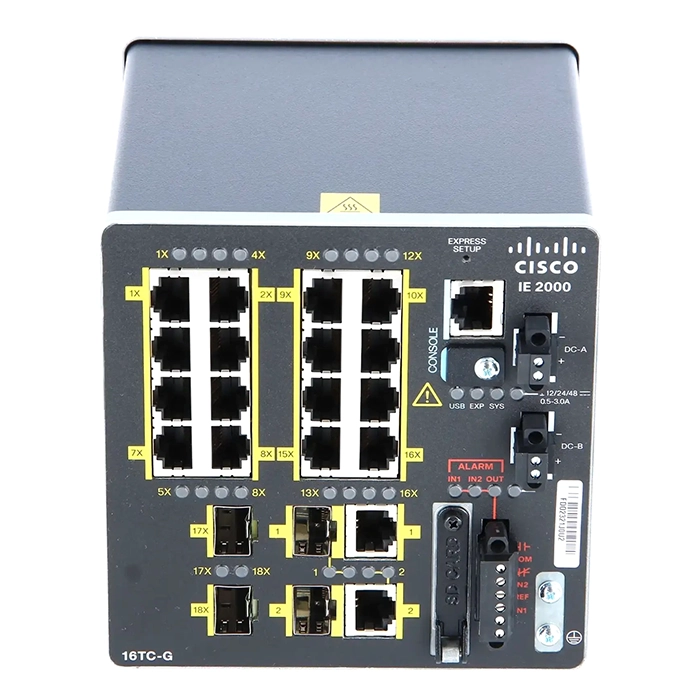 Cisco IE-2000-16TC-G-X | Industrial Ethernet IE 2000 Series 16 x Ports RJ-45 10/100Base-TX + 2 x GBE Combo SFP Ports + 2 x SFP FE Ports Layer 2 Managed DIN Rail Mount Fast Ethernet Switch Refurbished - Cisco Systems Inc. refurbished available on Gotodirect