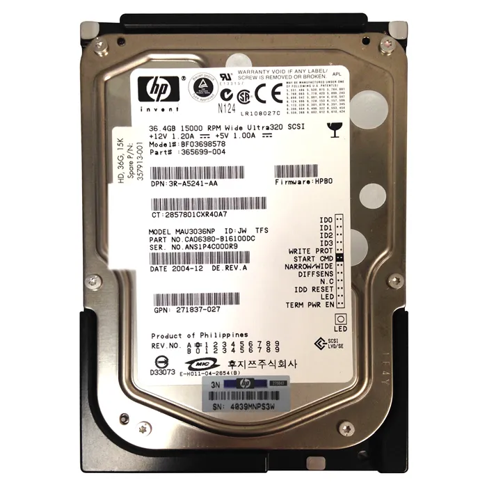 HP 357913-001 | 36.4GB 15000RPM Ultra-320 SCSI 68-Pin 3.5-Inch Hard Drive for ProLiant Servers Refurbished - Hewlett-Packard (ou HP en abrégé) refurbished available on Gotodirect