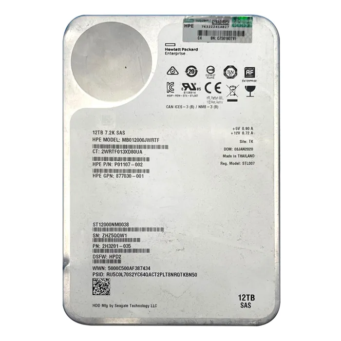 HP P01107-002 | 12TB 7200RPM SAS 12Gb/s Midline LFF LP Helium 3.5-Inch Internal Hard Drive for D8000 Refurbished - Hewlett-Packard (ou HP en abrégé) refurbished available on Gotodirect
