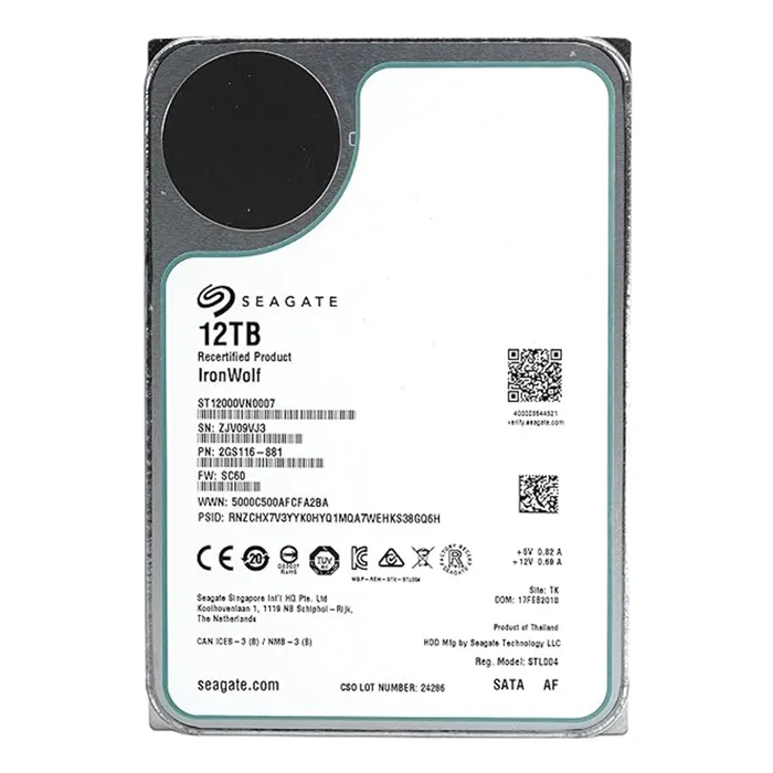 Seagate ST12000VN0007 | IronWolf NAS 12TB 3.5-inch 6GB/s SATA 7200RPM 256MB Cache Server Hard Drive Refurbished - Seagate refurbished available on Gotodirect